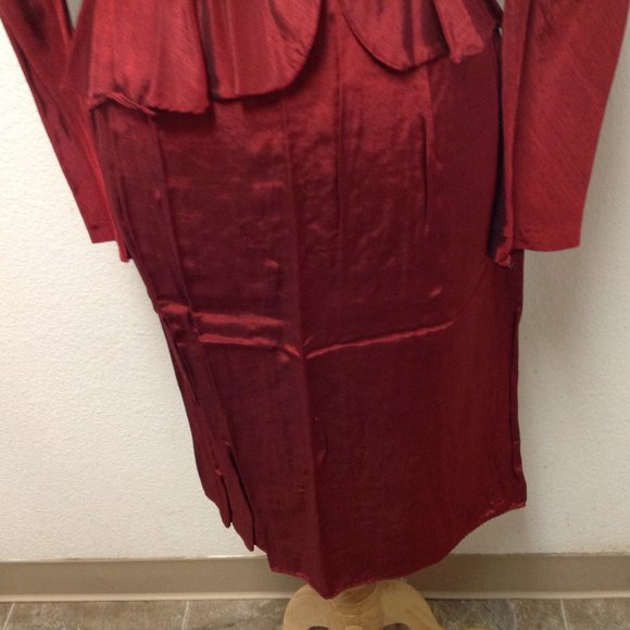 Vintage Classified 3 Piece Dynasty Style Burgundy Evening Dress Outfit  Sz 11/12 - Picture 3 of 11